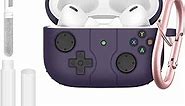 Tixjmcn[4 in 1] Airpods Pro 2nd/1st Generation case Cover with Cleaning kit Classic Handheld Airpod pro Game Design case Soft Silicone Protective for Apple AirPods Pro 2/1 Charging Case - Dark Purple
