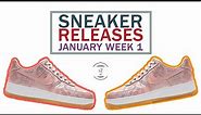 January 2020 Sneaker Releases Week 1 || SILK Rose Gold Nike Air Force 1 by CLOT
