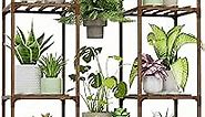 Bamworld Plant Stand Indoor Outdoor Hanging Plant Shelf for Multiple Plants Pots Wood Flower Stand Tall Large Flower Holder for Living Room, Patio, Balcony, Garden Decor, Brown
