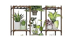 Bamworld Plant Stand Indoor Outdoor Hanging Plant Shelf for Multiple Plants Pots Wood Flower Stand Tall Large Flower Holder for Living Room, Patio, Balcony, Garden Decor, Brown