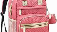 Diaper Bag Backpack,Baby Essentials Travel Tote Bag, Multi function Waterproof Backpacks,Travel Essentials with Stroller Straps & Pacifier Case - Pink