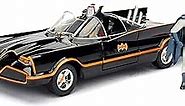 1966 Classic TV Series Batmobile 1:24 Die-Cast Car with 2.75" Batman and Robin Figures, Toys for Kids and Adults