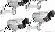 FITNATE Fake Camera, Dummy Camera CCTV Surveillance System with LED Red Flashing Light with 4 Safety Warning Stickers, Fake Security Camera for Outdoor & Indoor Use (4 Packs, Silver)