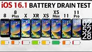 iOS 16.1 Battery Life DRAIN Test - iPhone 8 vs 8 Plus vs X vs XR vs XS vs XS Max vs 11 vs 11 Pro