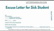 Excuse Letter For Sick Student - Letter of Excuse for Sick Student