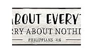 CIVOTIL Bible Verses Wall Decor - Pray About Everything Worry About Nothing Philippians 4:6 - Rustic Farmhouse Wall Art, Faith Belief Religion Living Room House Plaque Pray Signs 4"x16"