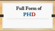 Full Form of PHD || Did You Know?