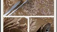 Prior.choice 10X0.53M Vivid 3D Vintage Luxury Gold Damask 5 Colors Embossed Textured Non-Woven Wallpaper Roll for Bedroom Livingroom 1.73' W x 32.8' L=5.3㎡ (57sq.ft) (Black)