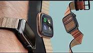 A patented, eco-friendly, real wood Apple Watch & Fitbit Versa watch band