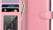JISCONCASE Genuine Leather iPhone 11 Pro Max Wallet Case, Flip Case iPhone 11 Pro Max with Card Holder,Wireless Charging & Magnetic Closure Wallet Cover for iPhone 11 Pro Max,Pink 6.5”