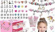 Charm Bracelet Making Kit,Toys for Girls Art Supplies Beads for Bracelets,Girls Toys Age 6-8 Years Old Friendship Bracelet Kit with Rings,Kids Toys for 6 7 8 9 Year Old Girls