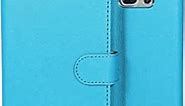 Galaxy S6 Case, BUDDIBOX [Wallet Case] Premium PU Leather Wallet Case with [Kickstand] Card Holder and ID Slot for Samsung Galaxy S6, (Sky Blue)