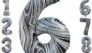 Number 6 Balloons 40 Inches Large Black and White StripedSix Balloon for 6 Year Old Decorations Black Agate Marble Numbers 6th Party Tie Dye Swirl Ballons 6 Digital TWIHWEI Zebra Balloon