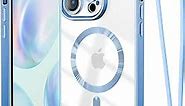 Meifigno Candy Mag Series iPhone 13 Pro Case Magnetic, [Compatible with MagSafe] [Full Camera Lens Protection] [Wrist Lanyard] Soft TPU Clear iPhone 13 Pro Phone Case for Women Girls - Blue