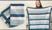 Crochet Baby Blue Stripes Baby Blanket