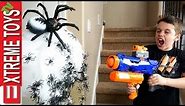 Spider Apocalypse! Wild Toy Spider Attacks Ethan and Cole! Nerf Vs Scary Insect Showdown!