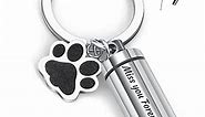 Nibana Personalized Pet Urn Keychain, Custom Engraving Text Pet Urn Locket, Stainless Steel Paw Print Urn Pendant, Pet Cremation Jewelry with Storage Bags, Cylinder Urn Keepsake for Dog Cat