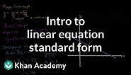 Standard form for linear equations | Algebra I | Khan Academy