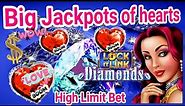 ❤️Wow!! Big Jackpots of Hearts with Big Bets in Lock it Link Diamond Slot Machine