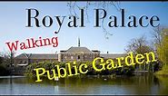 Walking the Royal Palace "Noordeinde" The Hague (Den Haag) public garden (4K)
