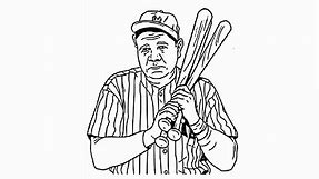 How to draw "Babe Ruth Face" pencil drawing step by step