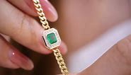 18K Gold Emerald Diamond Wedding Bracelet Women