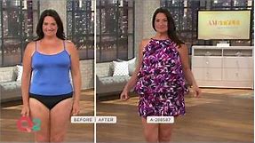 Fit 4 U Hi-Neck Double Tiered Romper Swimsuit on QVC
