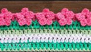 HOW to CROCHET FLOWER BORDER EDGING for a Blanket Shawl or Scarf by Naztazia