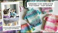 Crochet Cat sweater Pattern - Top-Down Seamless Construction