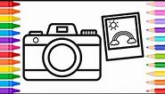 How to Draw Cute Camera for Kids 📸💕Cute Camera Drawing Easy for Kids | Camera Coloring Page for Kids