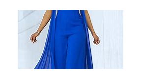 Royal Blue Contrast Piping One Sleeve Jumpsuit