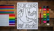 How to Draw a Cute SLOTH Step by Step 🌸🌿 SLOTH Drawing | SLOTH Coloring Page