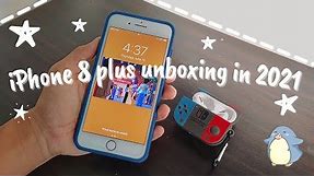 iPhone 8 plus unboxing in 2021 + airpods pro unboxing + Phone cases || Aesthetic unboxing