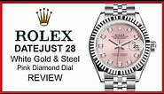 ▶ Rolex Lady Datejust 28, Pink Diamond, Fluted Bezel, White Gold & Steel, Jubilee, REVIEW - 279174