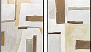 ArtbyHannah Large Framed Wall Art, Neutral Beige Canvas Wall Art with Abstract Prints, Modern Contemporary Wall Art Decor for Living Room, Bedroom, 2 Pack16x24 Inch