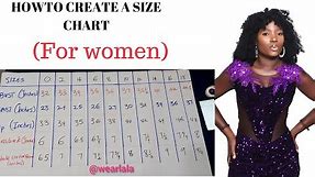 HOW TO CREATE SIZE CHART for Women's Clothing.