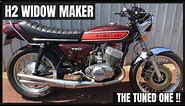 1975 Kawasaki H2..The Tuned One!! 750cc Widow Maker 2 stroke Triple classic motorcycle review