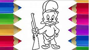 How to Draw ELMER FUDD Step by Step Easy Guide Tutorial | Draw Sketch Doodle - LOONEY TUNES