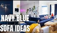 Stylish Navy Blue Sofa Ideas. Navy Blue Decor and Design for Living Room.