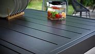 PHI VILLA Black Expandable Rectangle Metal Patio Outdoor Dining Table THD-PV305N
