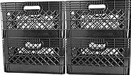 JEZERO Milk Crate for Household Storage: The Ultimate Storage Tote for Groceries, Garages, Kayaking & Outdoor, Stackable Storage | BLACK, Plastic, 13" x 11" x 19”, 4-Pack (MC24-4)