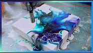 (02) Acrylic Fluid painting Tutorial using blowdryer Galaxy colors dutch pour