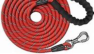 NTR Heavy Duty Dog Leash, 15FT Training Leash with Swivel Lockable Hook, Padded Handle and Highly Reflective Threads, Dog Lead for Walking, Hunting, Camping, Backyard for Small Medium Large Dog Red