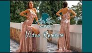 Women Rose Gold One Shoulder Split Front Long Sequin Prom Bridesmaid Dress | ZAPAKA