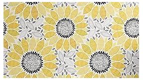 Ambesonne Yellow Peel & Stick Wallpaper for Home, Colorful Illustration of Sun Flower with Motifs and Patterns Summer Nature Artprint, Self-Adhesive Living Room Kitchen Accent, 13" x 72", Yellow Grey