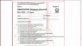 KCSE 2022 November Computer Studies Paper 1 Marking scheme
