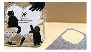 Pink Gradient Glitter Cute Cartoon Black Cat Love Heart Clear Phone Case For iPhone 14 11 Pro Max 13 12 XS 8 Plus Bow Back Cover https://www.aliexpress.com/item/1005005922687809.html | Mobile phone accessories store