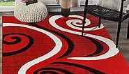 GLORY RUGS Modern Area Rug 8x10 Swirls Carpet Bedroom Living Room Contemporary Dining Accent Sevilla Collection 4817A (8x10, Red)