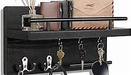 OurWarm Key Holder for Wall Decorative with 5 Key Hooks, Wall Mounted Key Hangers for Wall with Mail Key Rack, Wooden Mail Organizer with Shelf
