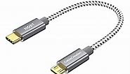 CableCreation Short Micro USB to USB C Cable 0.65 FT, USB C to Micro USB OTG 480Mbps Type C to Micro USB Cable, USB C to USB Micro for MacBook Pro Air Galaxy S22 S21 Pixel 5/4/3 etc. 0.2M Space Gray